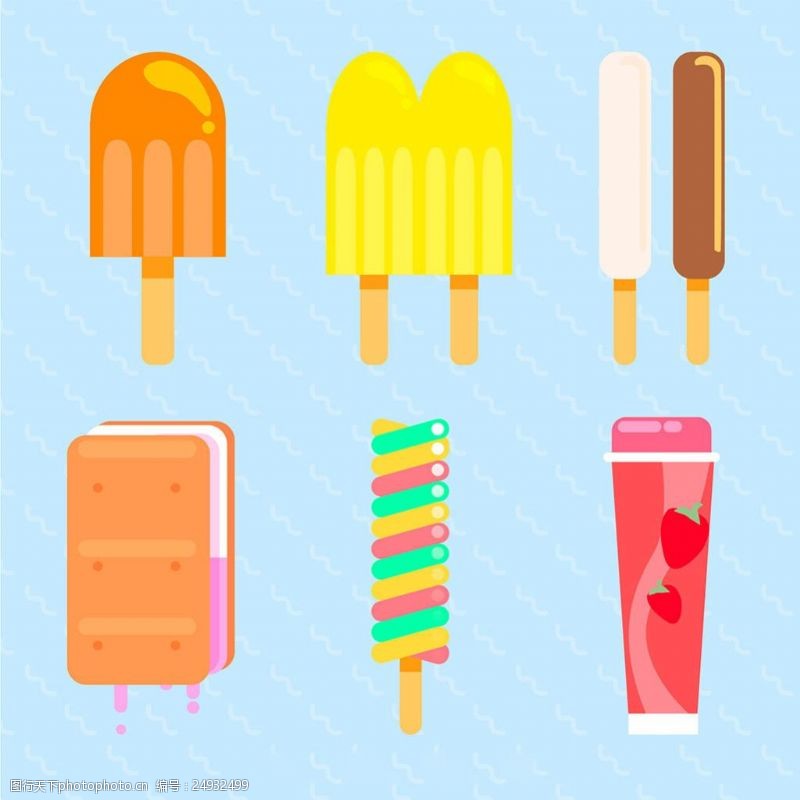 冰激凌插图扁平风格彩色冰淇淋雪糕插图