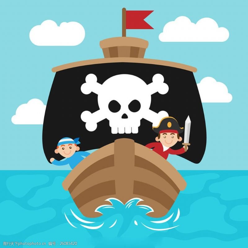 海盗和海盗船航行背景