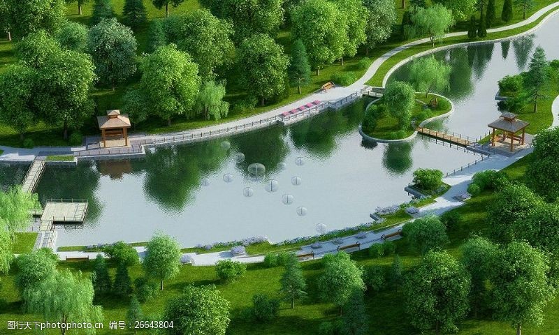 公园免费下载湖边公园绿化模型景观绿化