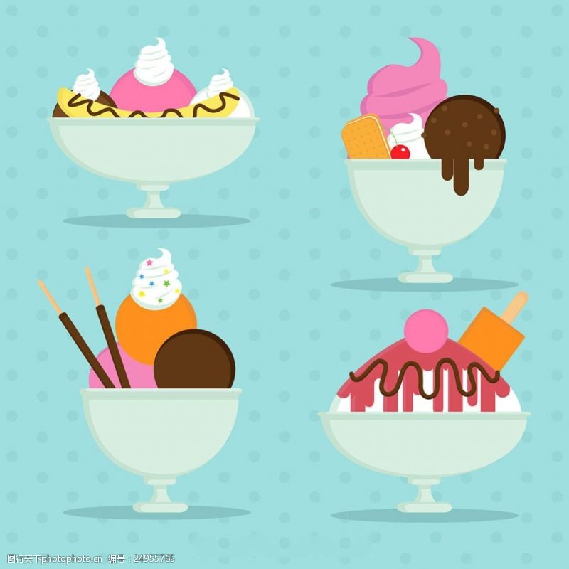 冰激凌插图美味冰淇淋甜点插图矢量素材