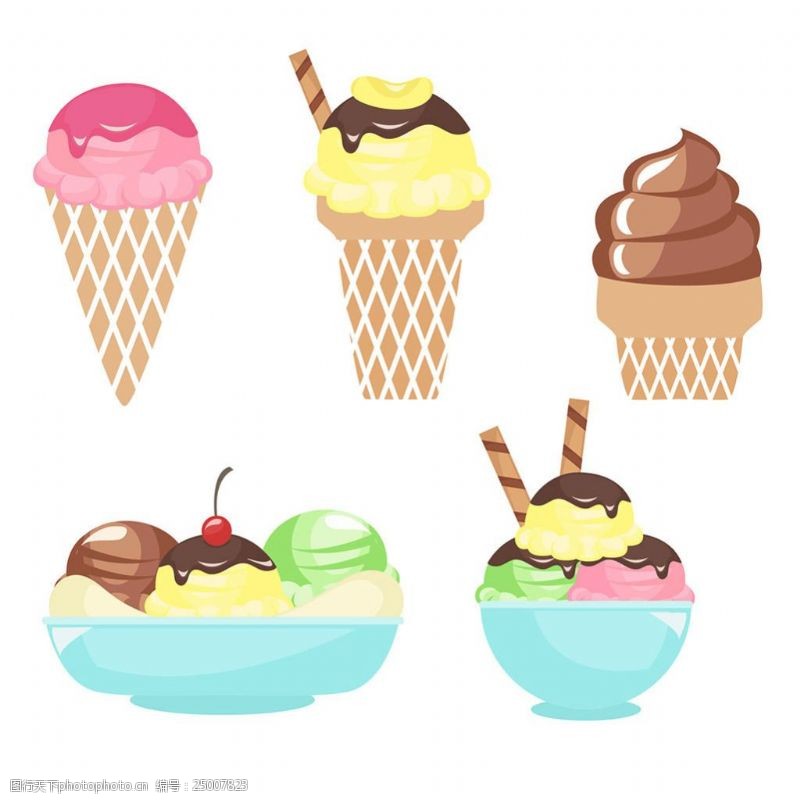 各种形状冰淇淋矢量素材