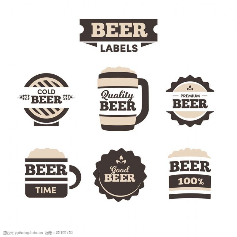 复古标签六个复古风格啤酒标签