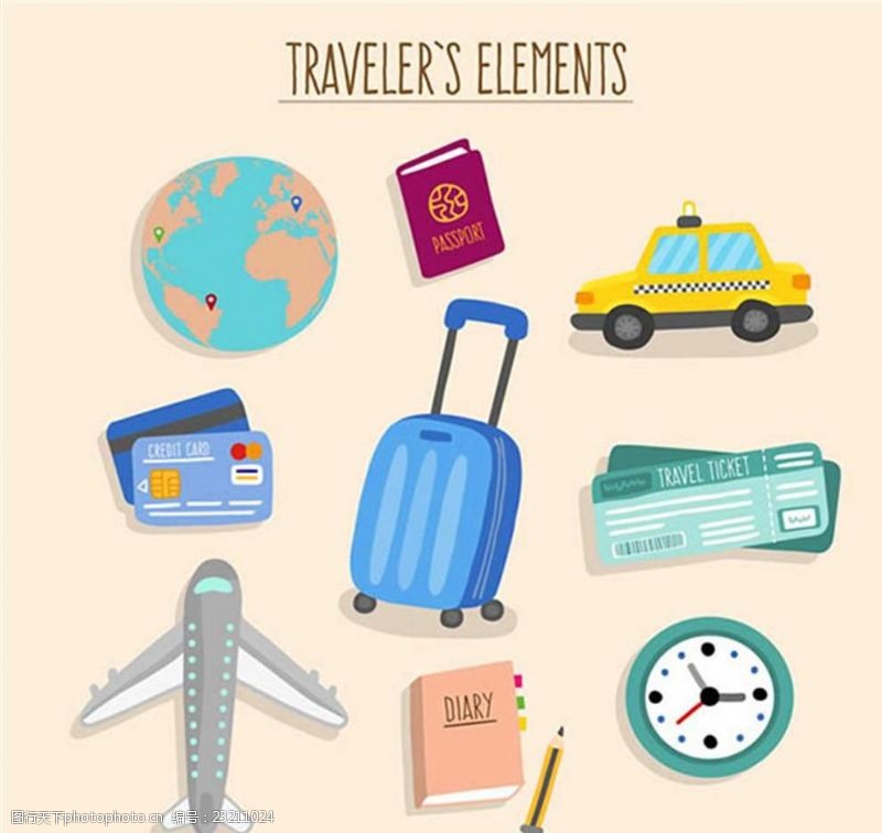 环球旅行免费下载旅行元素设计矢量模板源文件宣传