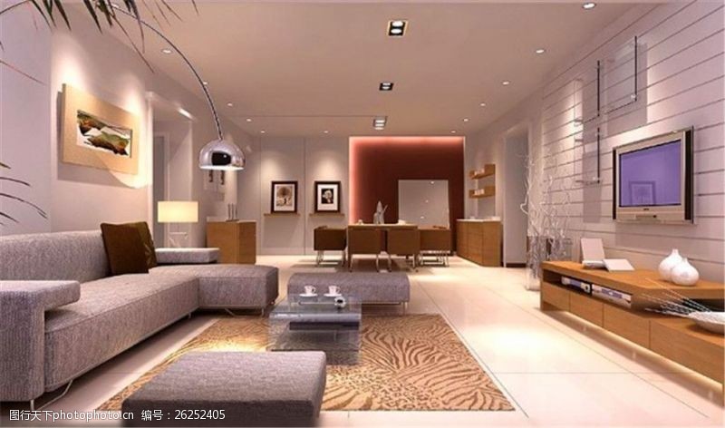 家具模型现代宽敞客厅模型效果图