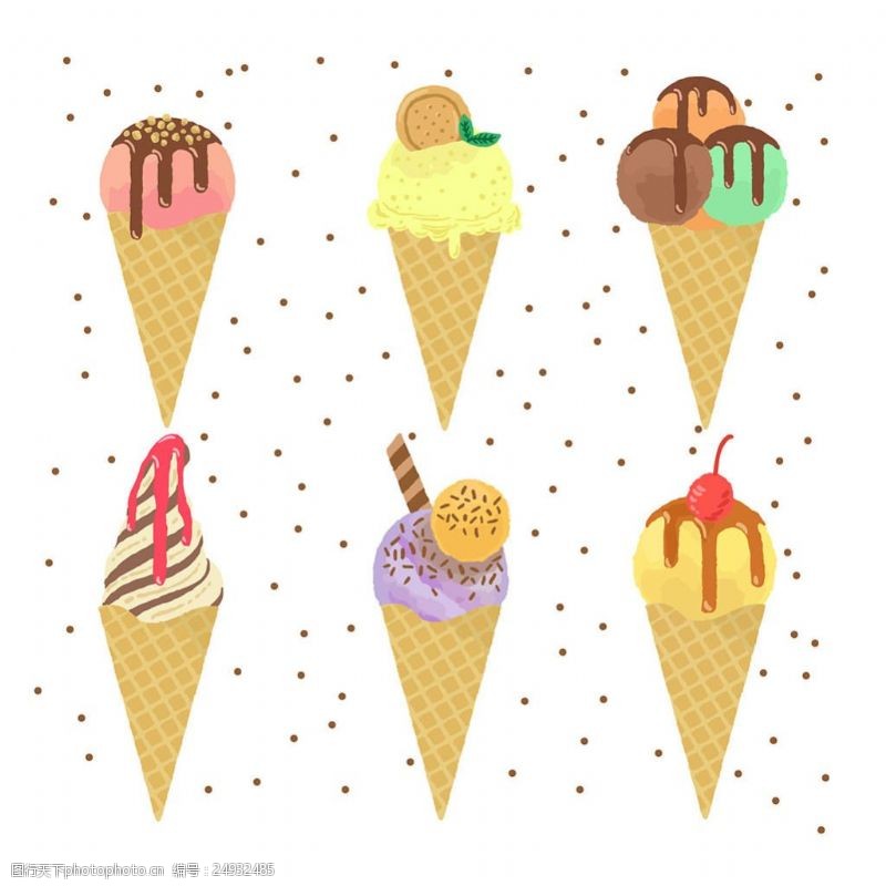 冰激凌插图各种扁平风格冰淇淋插图矢量素材
