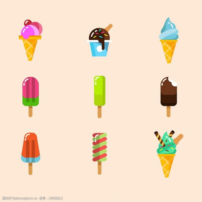 冰激凌插图美味的冰淇淋雪糕插图矢量素材