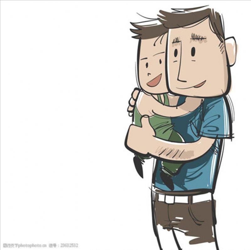 520我爱你手绘卡通抱着儿子的父亲插图