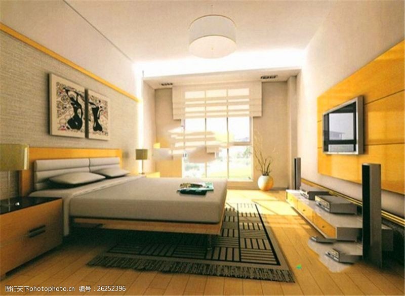 家具模型现代卧室3D效果图模型
