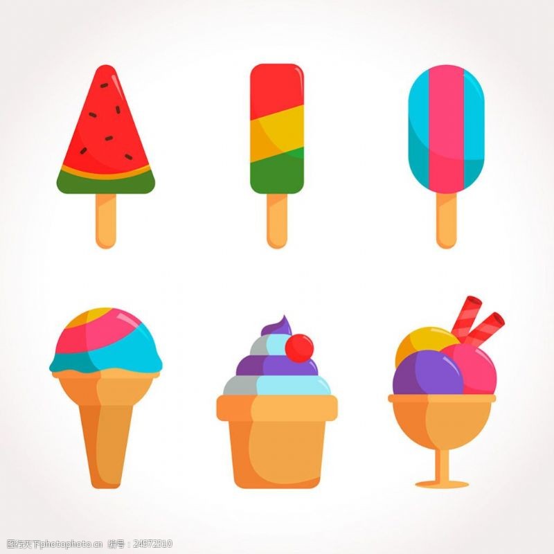 冰激凌插图扁平风格美味冰淇淋插图图标