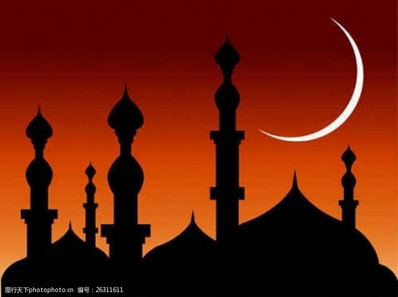 月亮背景免费下载抽象清真寺夜背景矢量