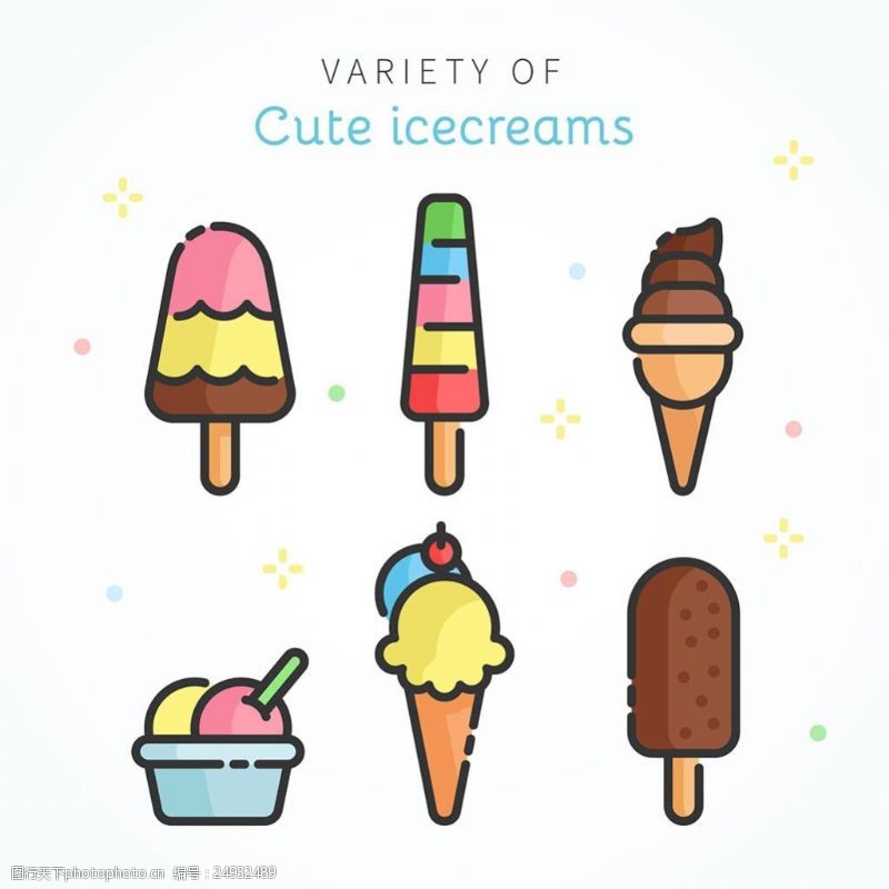 冰激凌插图各种彩色冰淇淋插图矢量素材