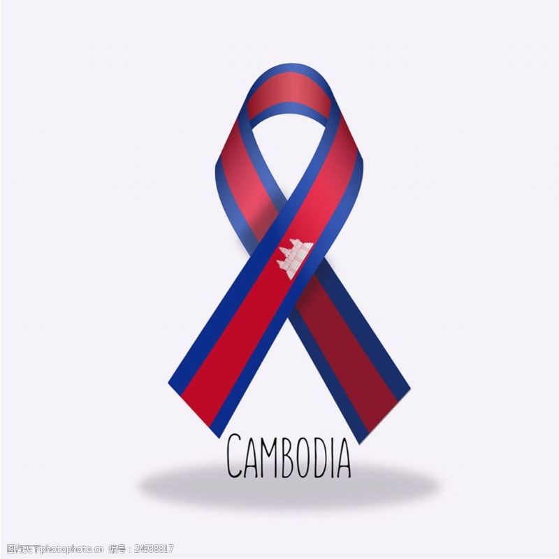 丝绸飘带柬埔寨国旗丝带设计矢量素材