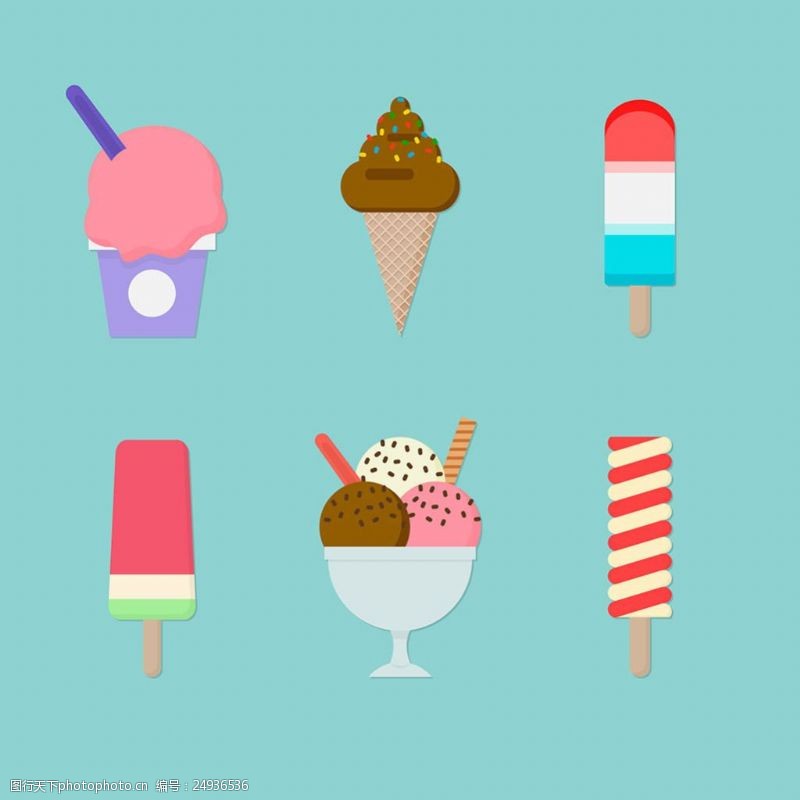 冰激凌插图各种开胃的夏天甜点冰淇淋插图