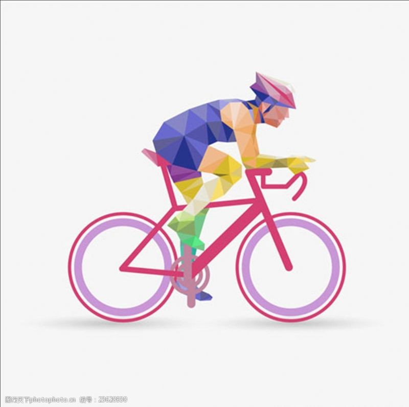 骑单车几何多边形拼接自行车运动员