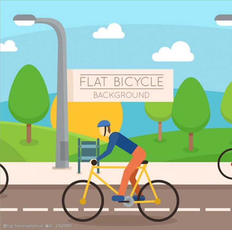 骑单车卡通骑自行车的男人插图