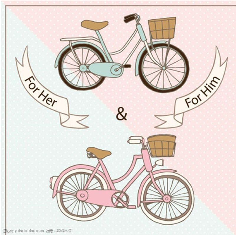 骑自行车两款手绘自行车插图