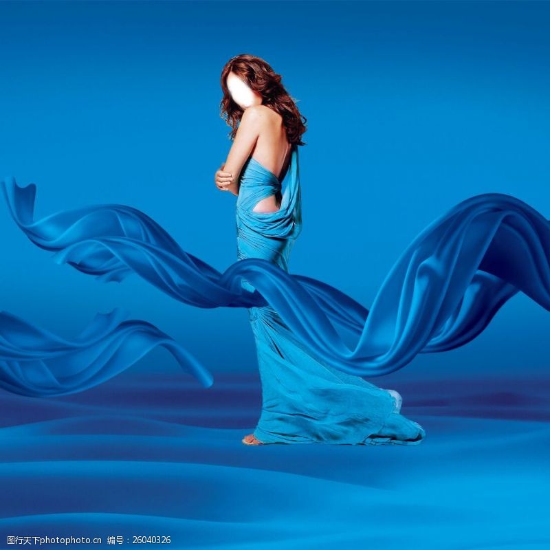 蓝色海洋美女广告美女蓝色礼服美女丝绸蓝色丝绸蓝色海洋素材