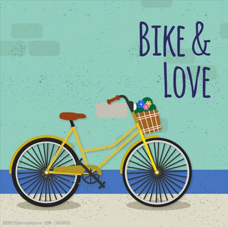 骑单车平面复古自行车海报