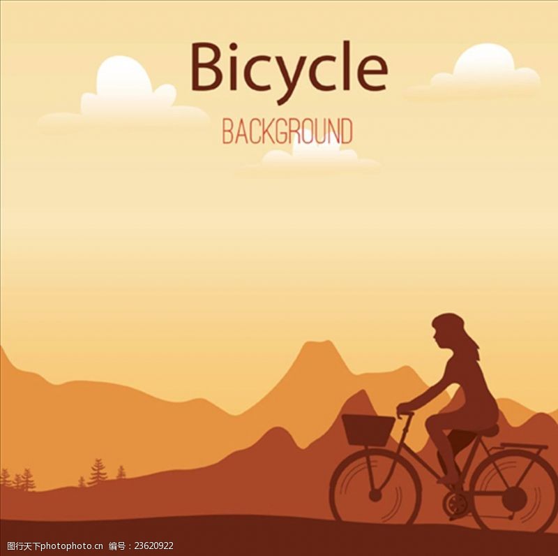 骑单车骑自行车的女子前景轮廓
