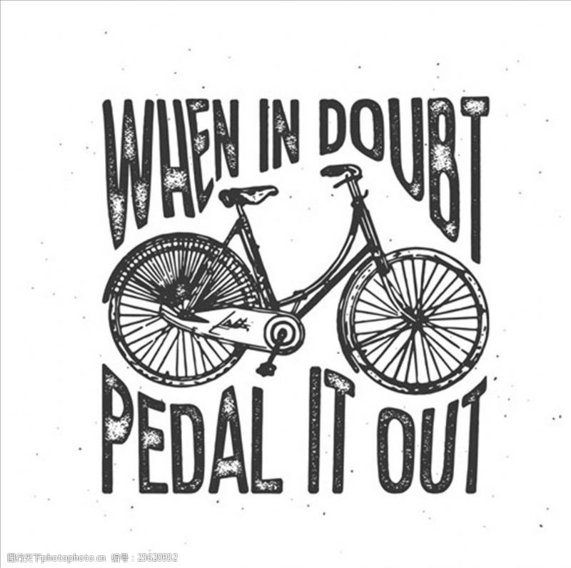 骑自行车手绘复古自行车海报