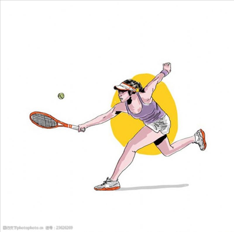 体育运动员手绘水彩网球女运动员