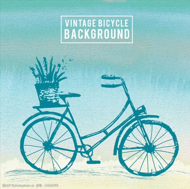 骑自行车手绘水彩自行车插图