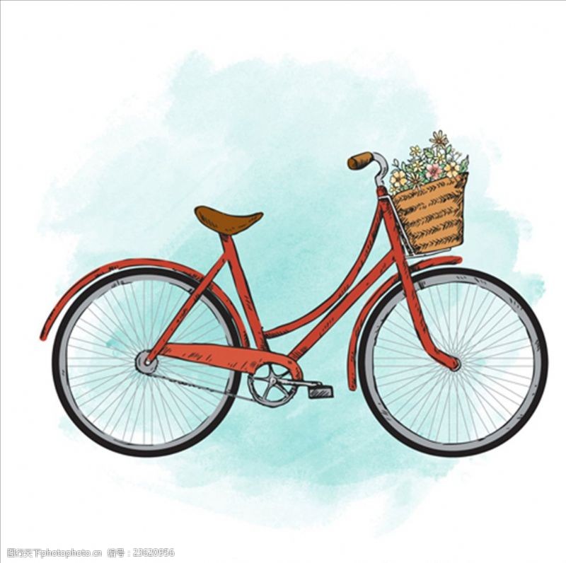 骑自行车手绘水彩自行车海报