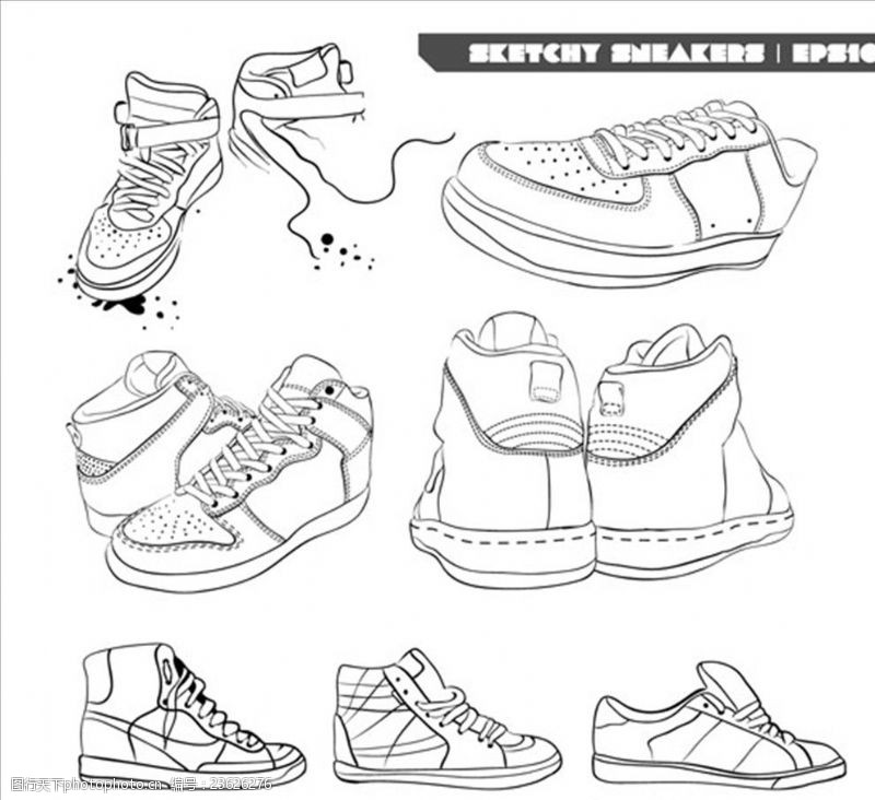 运动鞋主图手绘运动鞋草图