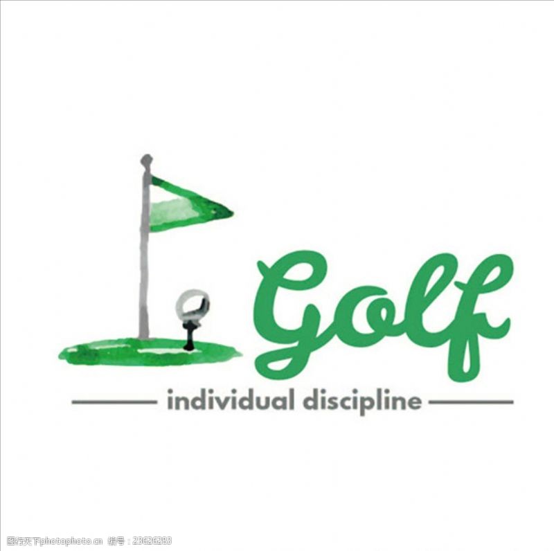 高尔夫会所水彩高尔夫比赛培训俱乐部标志