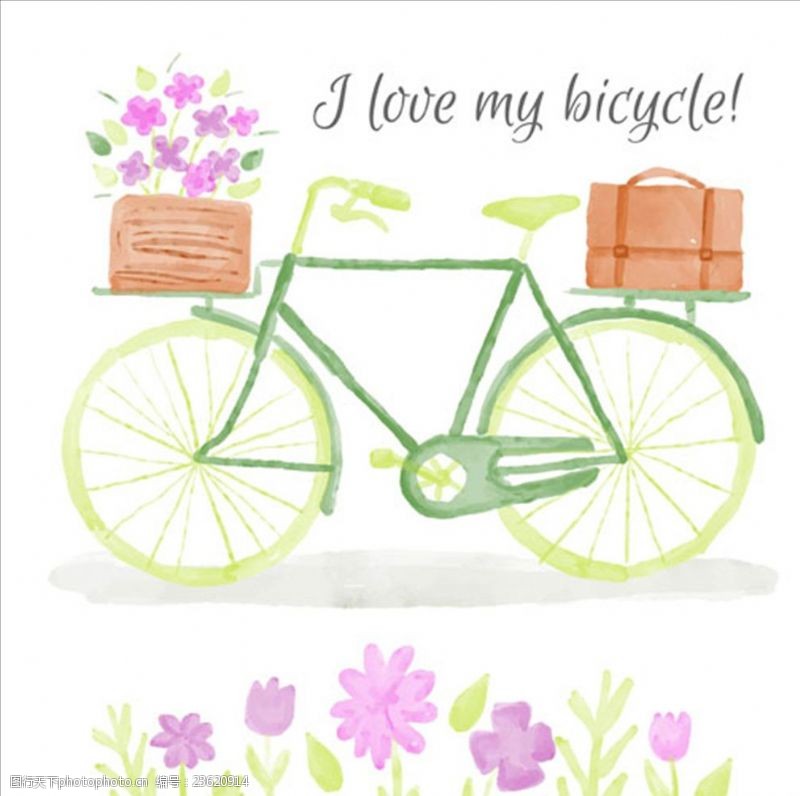骑自行车水彩绿色自行车海报