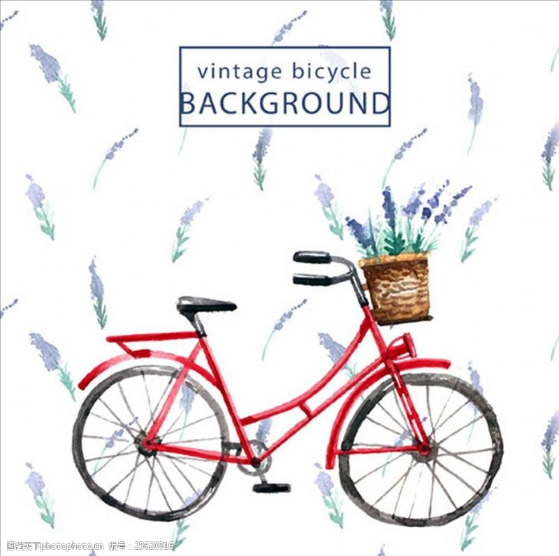 骑单车水彩手绘自行车海报