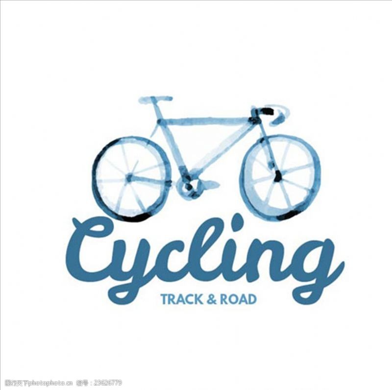 骑单车水彩自行车比赛培训俱乐部标志
