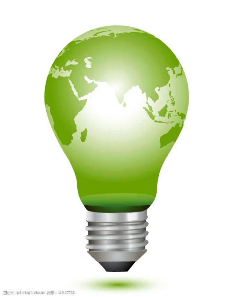 电灯泡创意图绿色灯泡