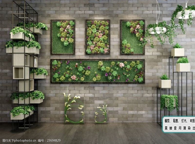 散热植物墙绿化生态植物画吊灯