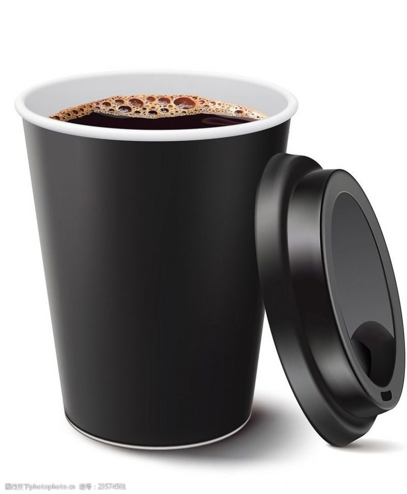 一杯黑咖啡杯矢量黑色纸杯里的咖啡矢量