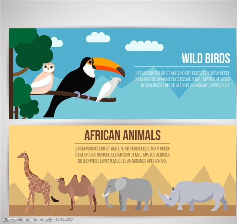 犀牛2款创意非洲动物banner