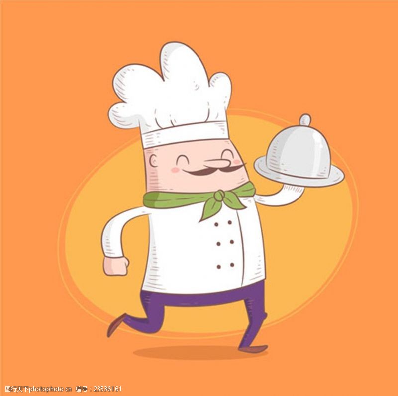 美的厨卫卡通微笑着端菜的胖厨师