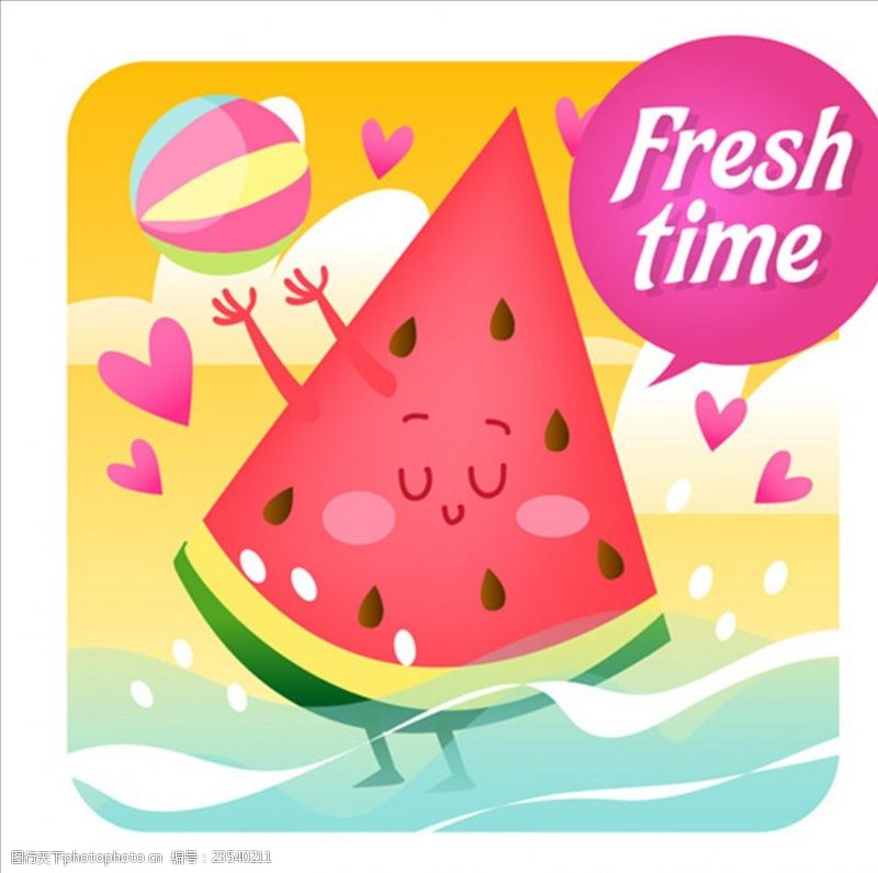 矢量水果素材卡通夏季西瓜形象海报