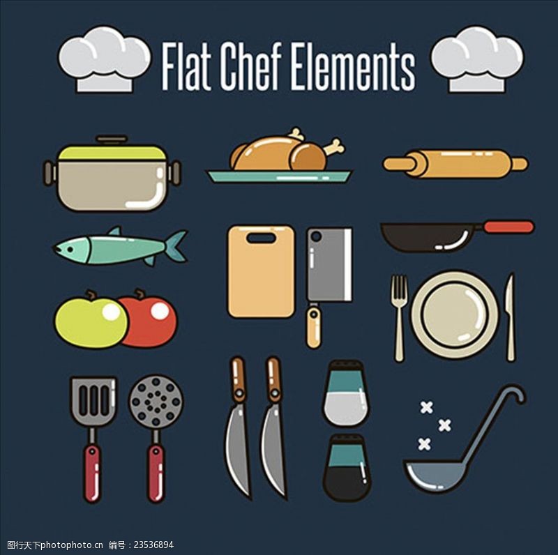 美的厨卫平面设计中的厨师元素集