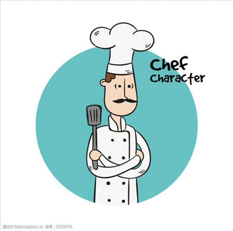 美的厨卫手绘卡通自信的厨师