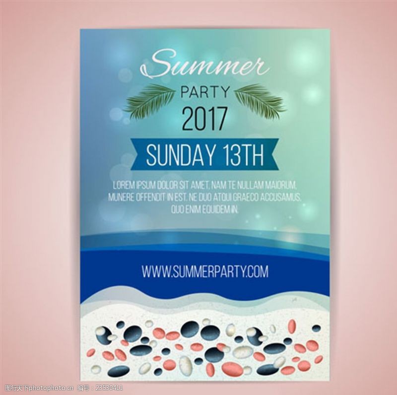 夏季风情矢量素材海滩夏日聚会海报