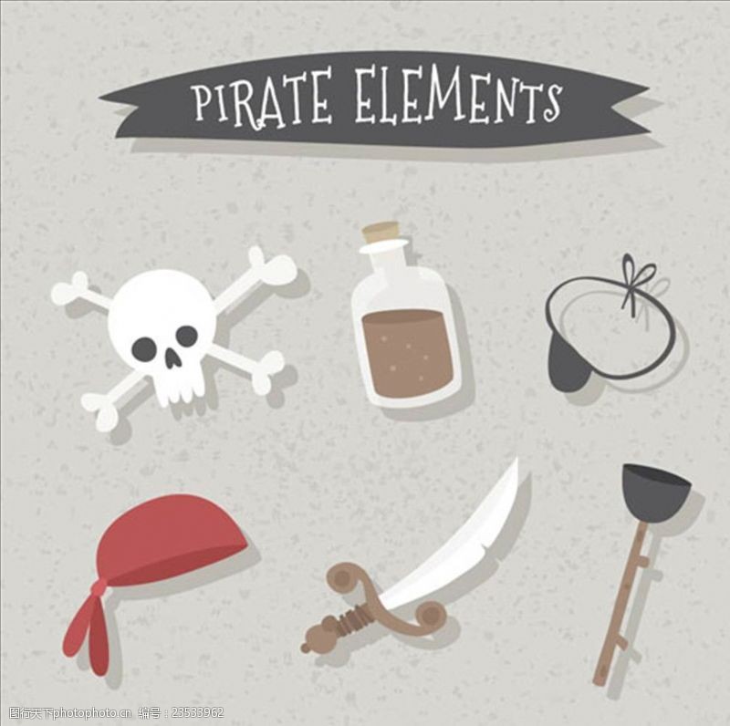 儿童海盗船剑和海盗元素集合