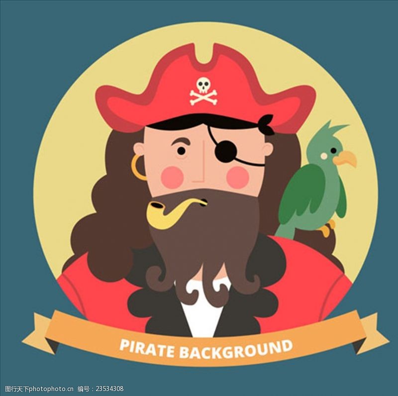 儿童海盗船卡通海盗船长插图