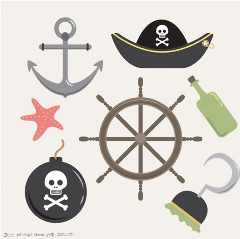 加勒比海报平面海盗舵设计元素