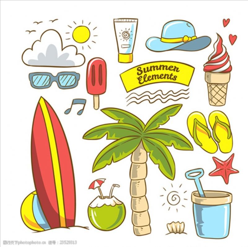 冰淇淋展架手绘卡通夏季渡假元素