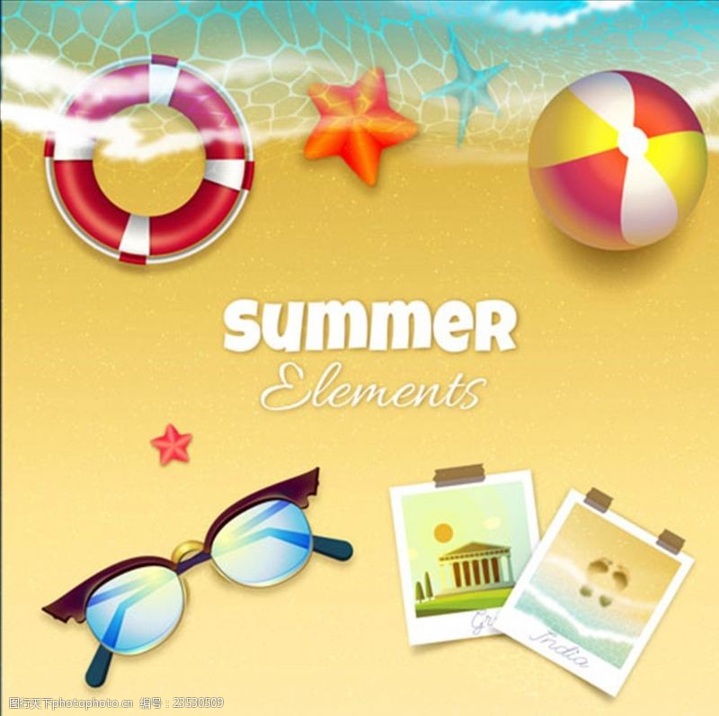 夏季风情矢量素材夏季沙滩渡假海报