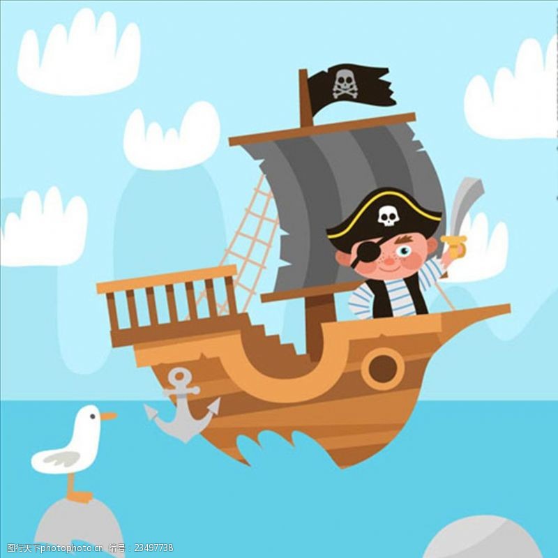 儿童海盗船海盗船上的男孩背景