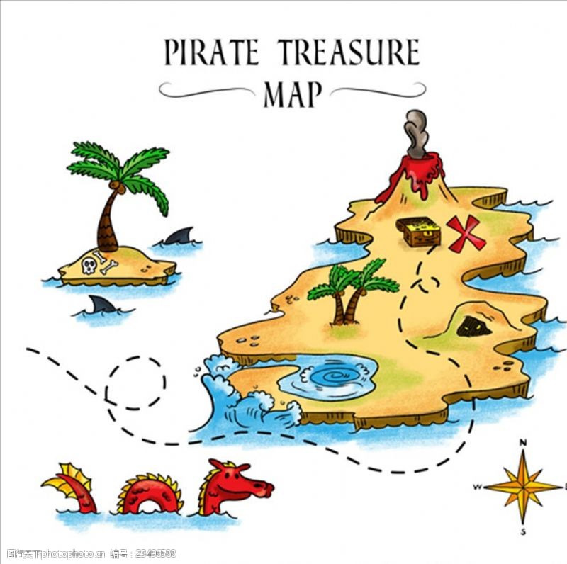 独眼龙手绘珍贵的海盗地形图