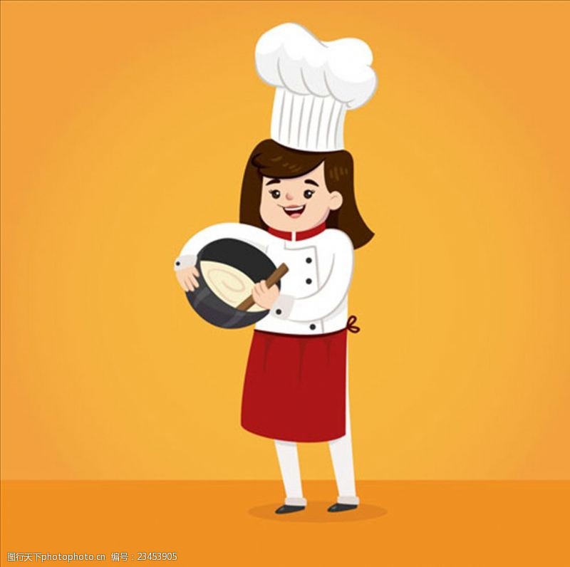卡通菜单快乐的女厨师