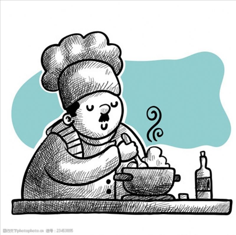 卡通菜单手绘厨师烹饪的背景